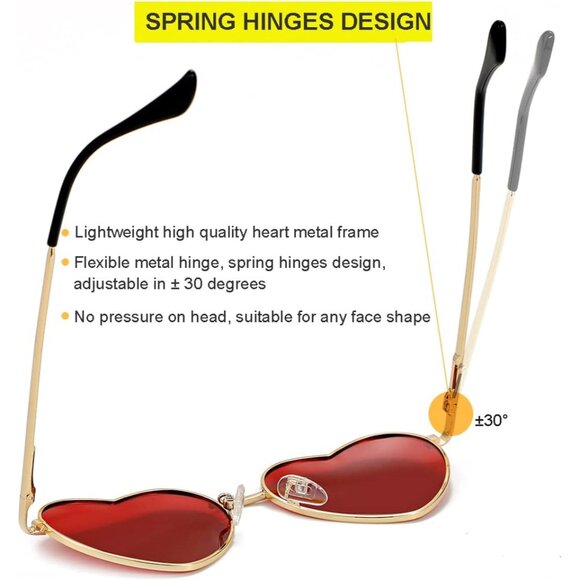 Women Heart Shape Sunglasses Polarized UV400 Metal Frame Fashion Accessories - Picture 5 of 6